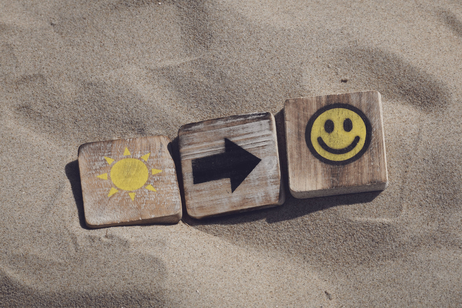 Glücklich, Kundenservice, Freundlichkeit, Respekt, Sonne, Fröhlichkeit, Sand, Holz, Smiley, Garantie,