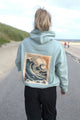 Hoodie - Wellenbriefmarke/ Aloe Oversized Unisex